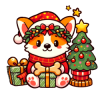 Corgi Christmas Present Sticker