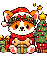 Corgi Christmas Present Sticker