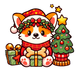 Corgi Christmas Present Sticker