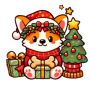 Corgi Christmas Present Sticker