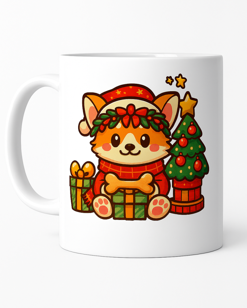 Corgi Christmas Present Sticker Corgi Christmas Present Sticker