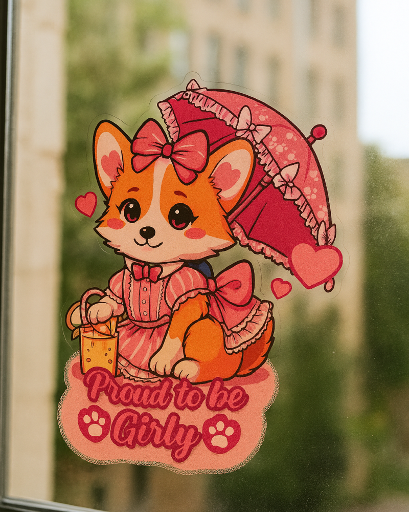 Corgi Girly Sticker