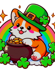 Corgi Leprechaun Sticker
